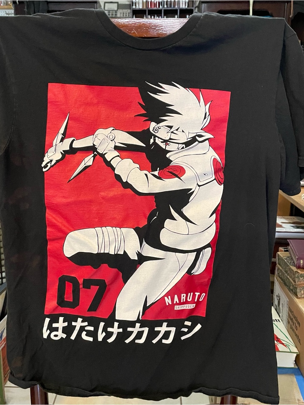 Naruto Shippuden Kakashi Graphic Tee - Black/Red